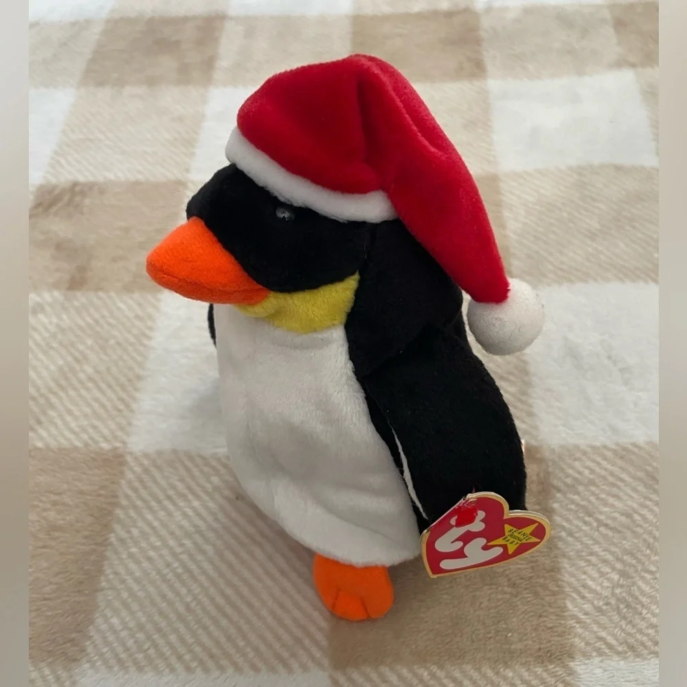 Ty Penguin Plush with Red Santa Hat named Zero 1998
